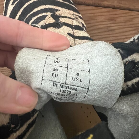 Doc Dr. Martens Zebra Print Pony Hair-on real fur leather boots rare unisex - Picture 6 of 11